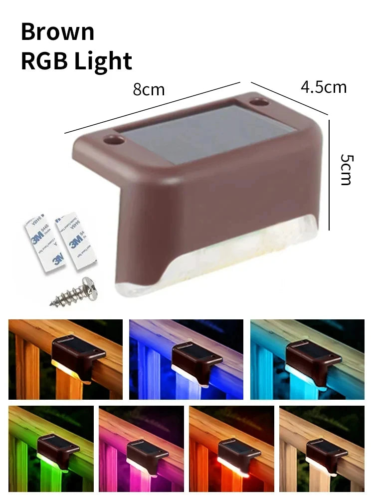 1/2/4PCS Solar Deck Lights Outdoor Step Fence Lights Waterproof Solar Lamp for Railing Stairs Pathway Garden Light Decoration HIP RGB 4 Pieces