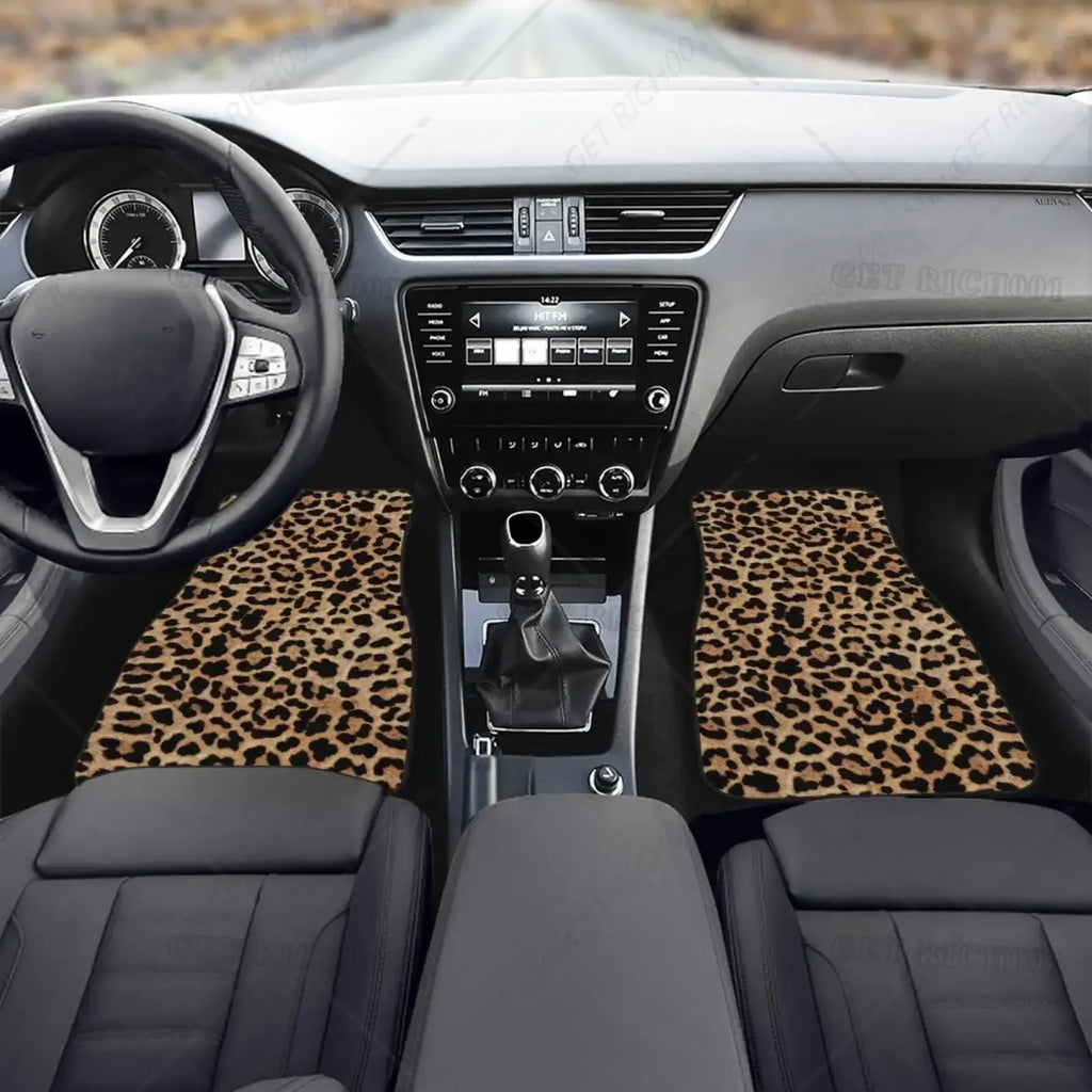 Leopard Print Car Floor Mats – 4-Piece All-Weather Universal Set Car Floor Mats HIP