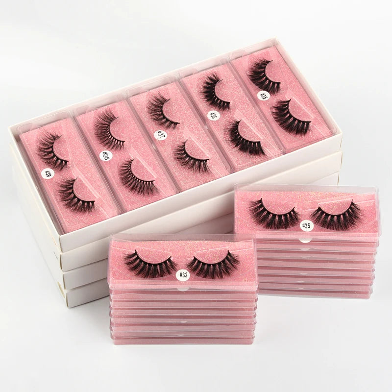 Wholesale 3D Mink Lashes Eyelashes 10/50/100 PCS Natural Soft Eyelash Extension Maquiagem False Cilios Makeup Faux Cils In Bulk HIP 30pk-39pk 100 PAIRS China Mainland