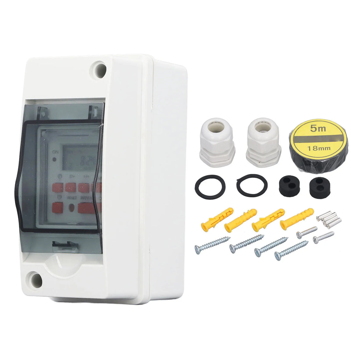 Timer Switch 7 Day 28 On Off Schedules Programmable LCD Display Digital Timer Switch with Waterproof Box AC85‑265V HIP