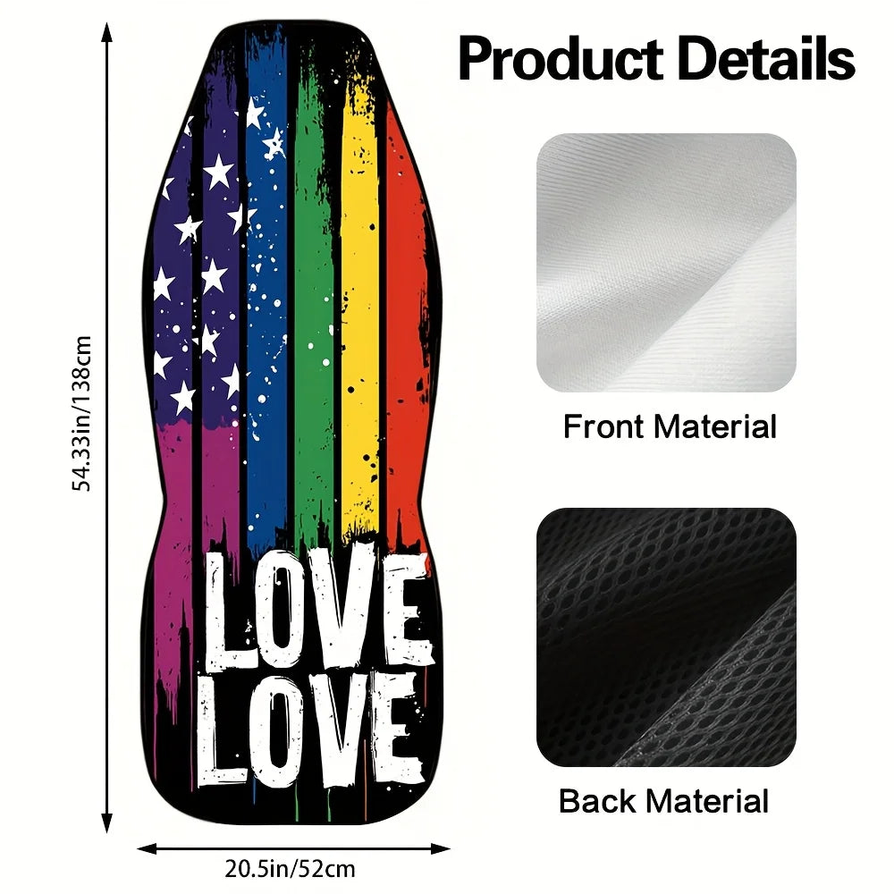 Rainbow Pride Car Seat Covers Set – 2-Pc All-Season Polyester Car Seat Covers HIP
