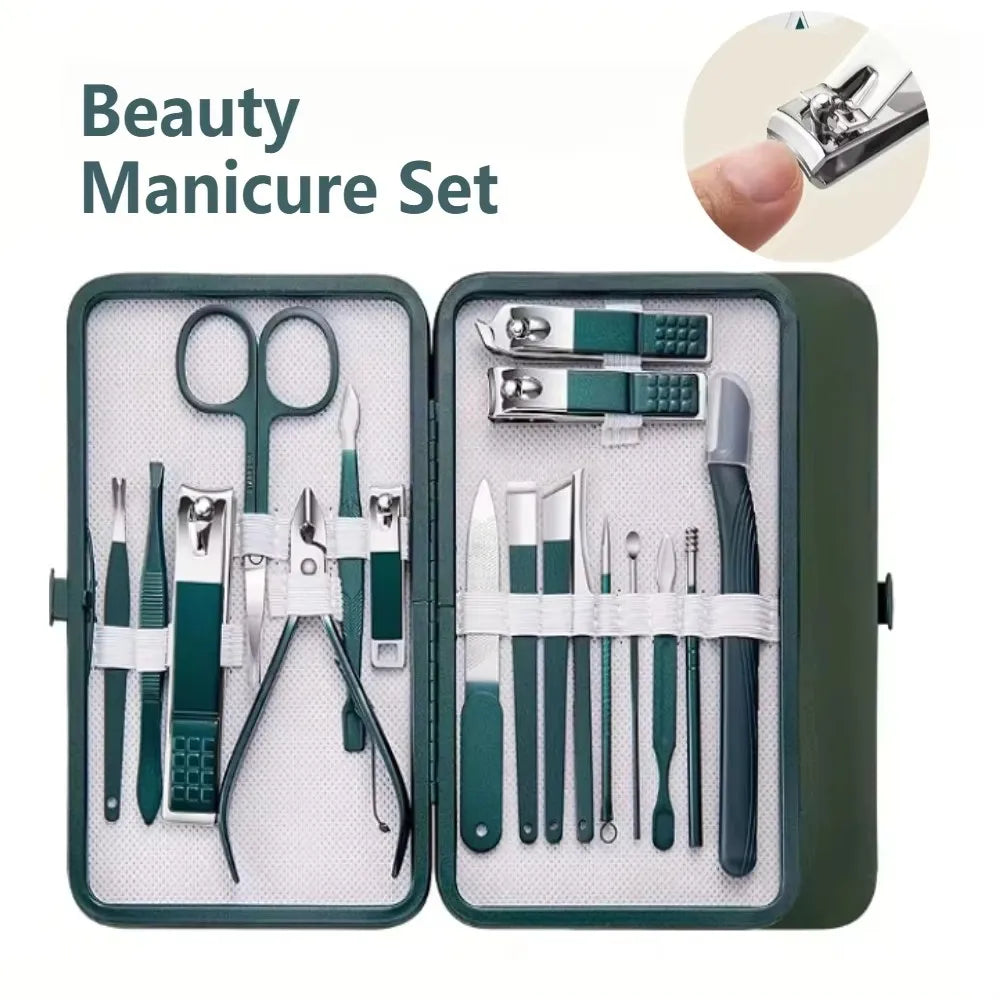 Stainless Steel Manicure & Pedicure Set with Travel Case Manicure Pedicure Set HIP