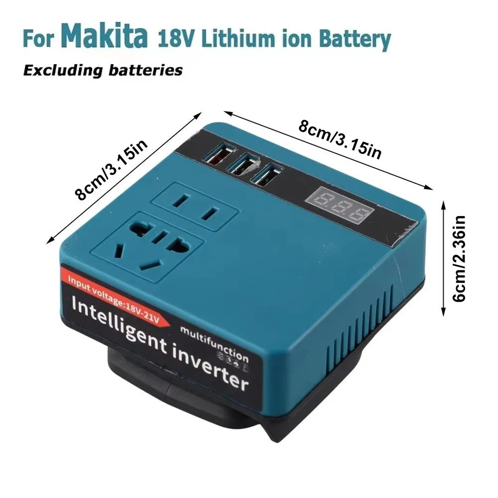 120W Battery Inverter 18V–20V DC to 220V AC + USB QC3.0 Power Inverter HIP Style 4
