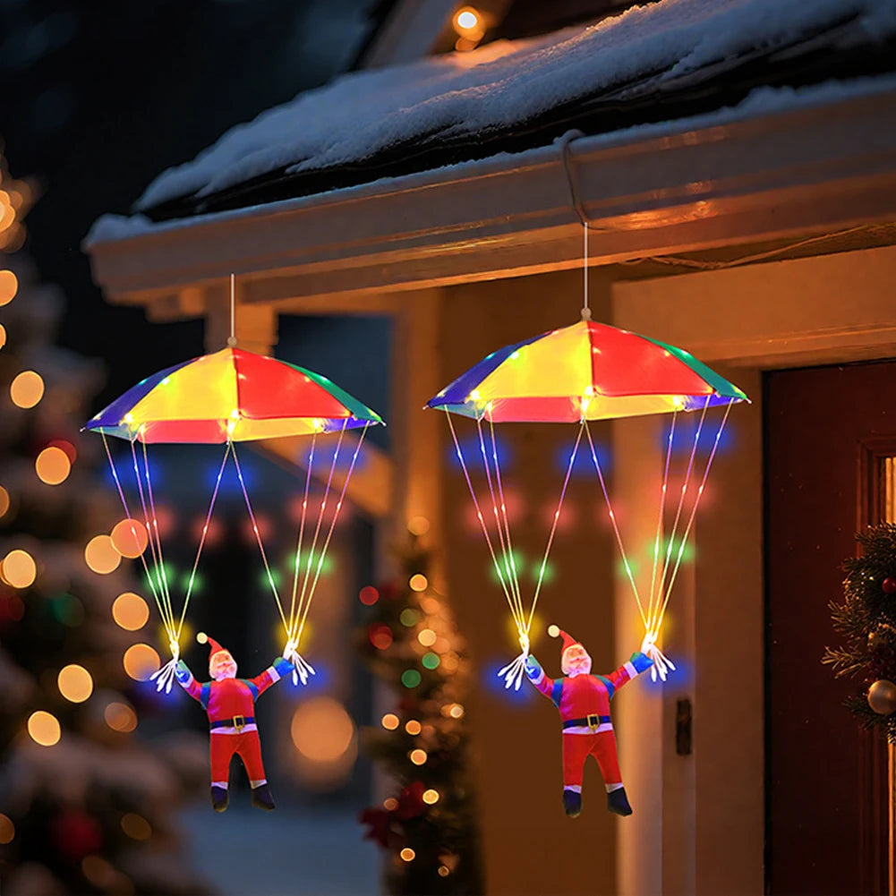 Magic Flying Parachuting Santa LED Lights USB/Battery/Solar Powered Funny Family Christmas Eve Decorations Ornament String Light HIP