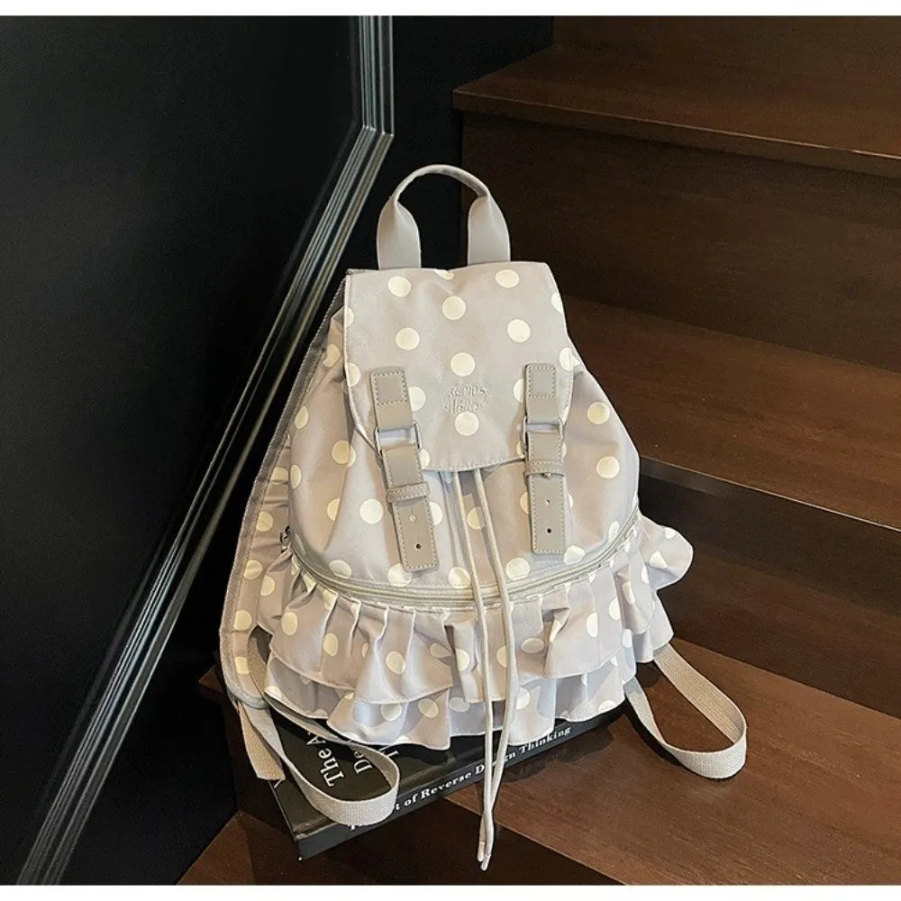 Polka Dot Nylon Backpack – School, Travel & Daily Use Nylon Backpack HIP