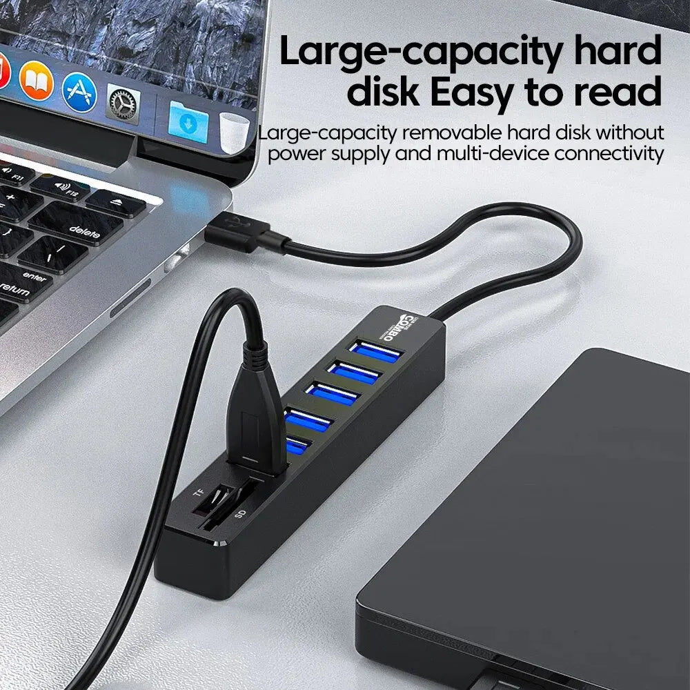 USB 2.0 Hub 3 & 6 Port Splitter with SD/TF Card Reader USB Hub & Card Reader HIP