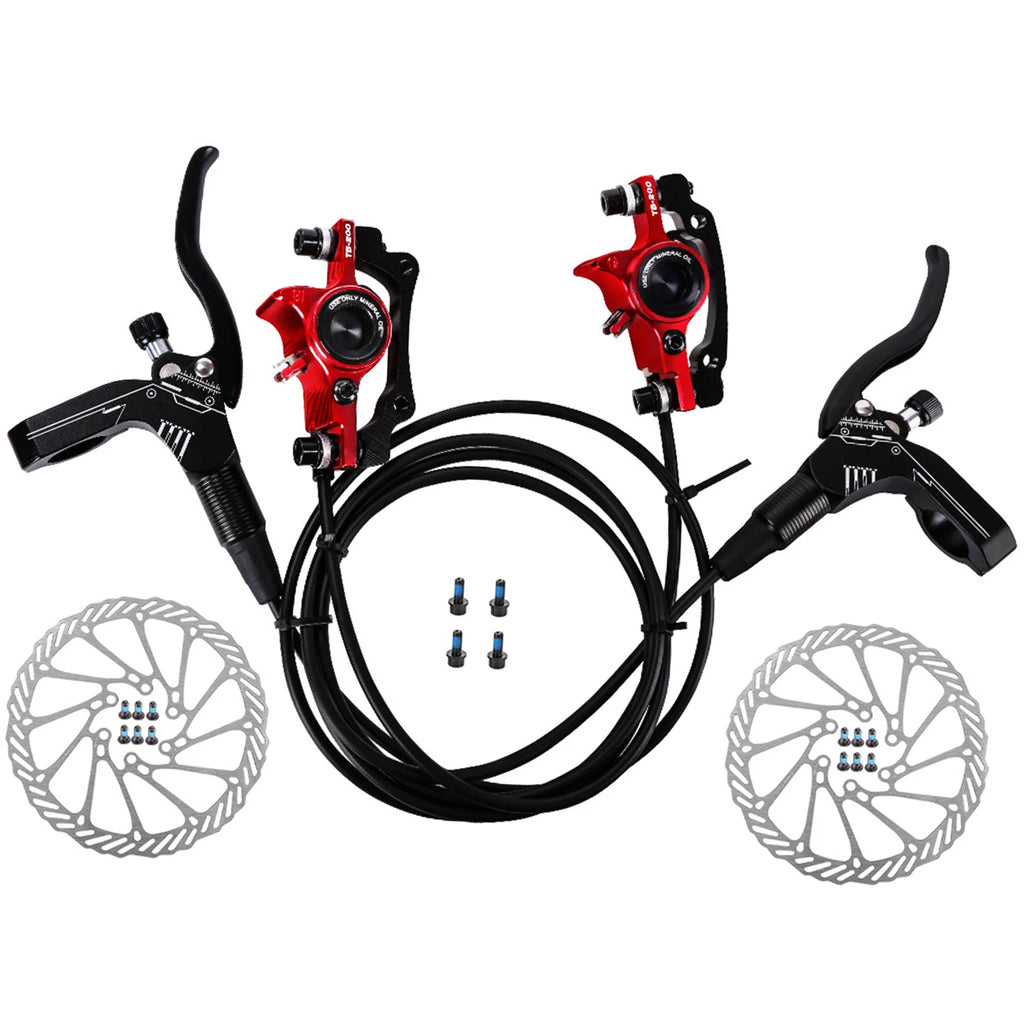 Bicycle Hydraulic Disc Brakes Front Rear Calipers Set for MTB Mountain Bike Left Right Brake Lever Kit with 160mm Disc Rotor HIP