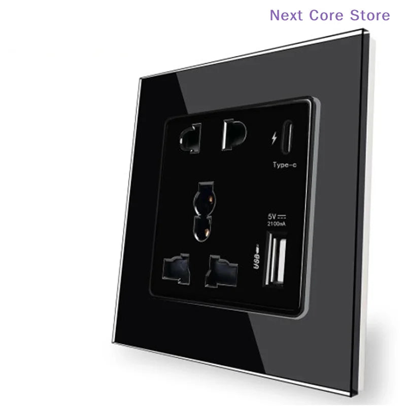 UK Wall Socket with USB-A & Type-C Fast Charging Ports USB Wall Socket HIP