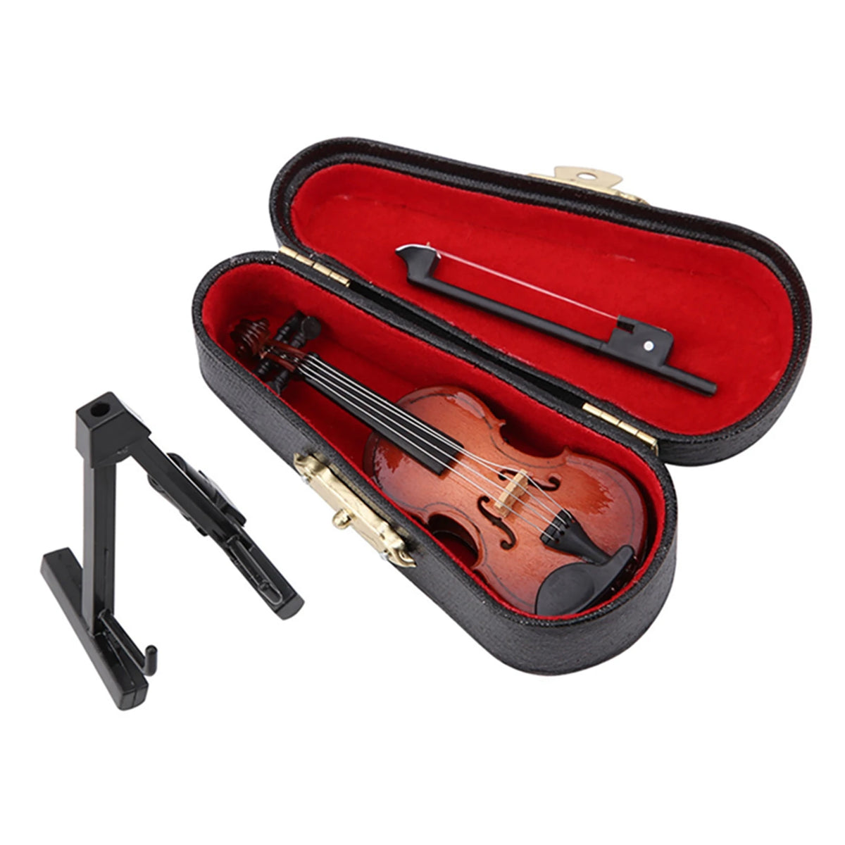 Miniature Violin Replica Miniature Violin Model with Stand Case Dollhouse Accessories Mini Musical Instrument Decor Gift HIP
