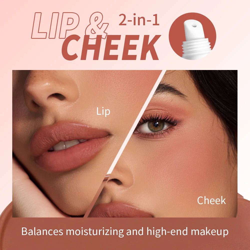 Matte Lip Stain Base Liquid Lipstick Hydrating Long Lasting Waterproof Lip Tint 2 in1 Blush Creamy Cosmetics Base Makeup HIP