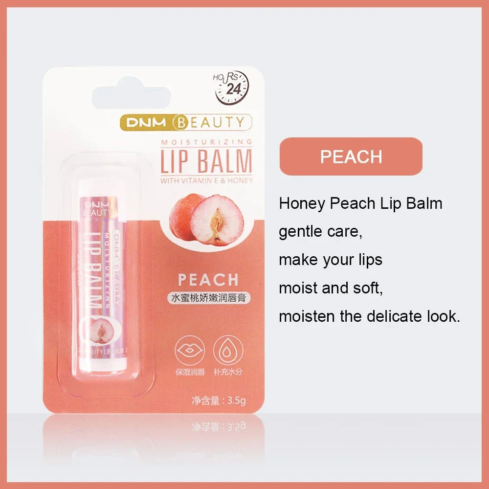 Fruit Lip Balm Winter Fashion Moisturizing Lip Oil Long-Lasting Clear Transparent Natural Aloe Lipstick Lip Care Lipstick Makeup HIP Peach
