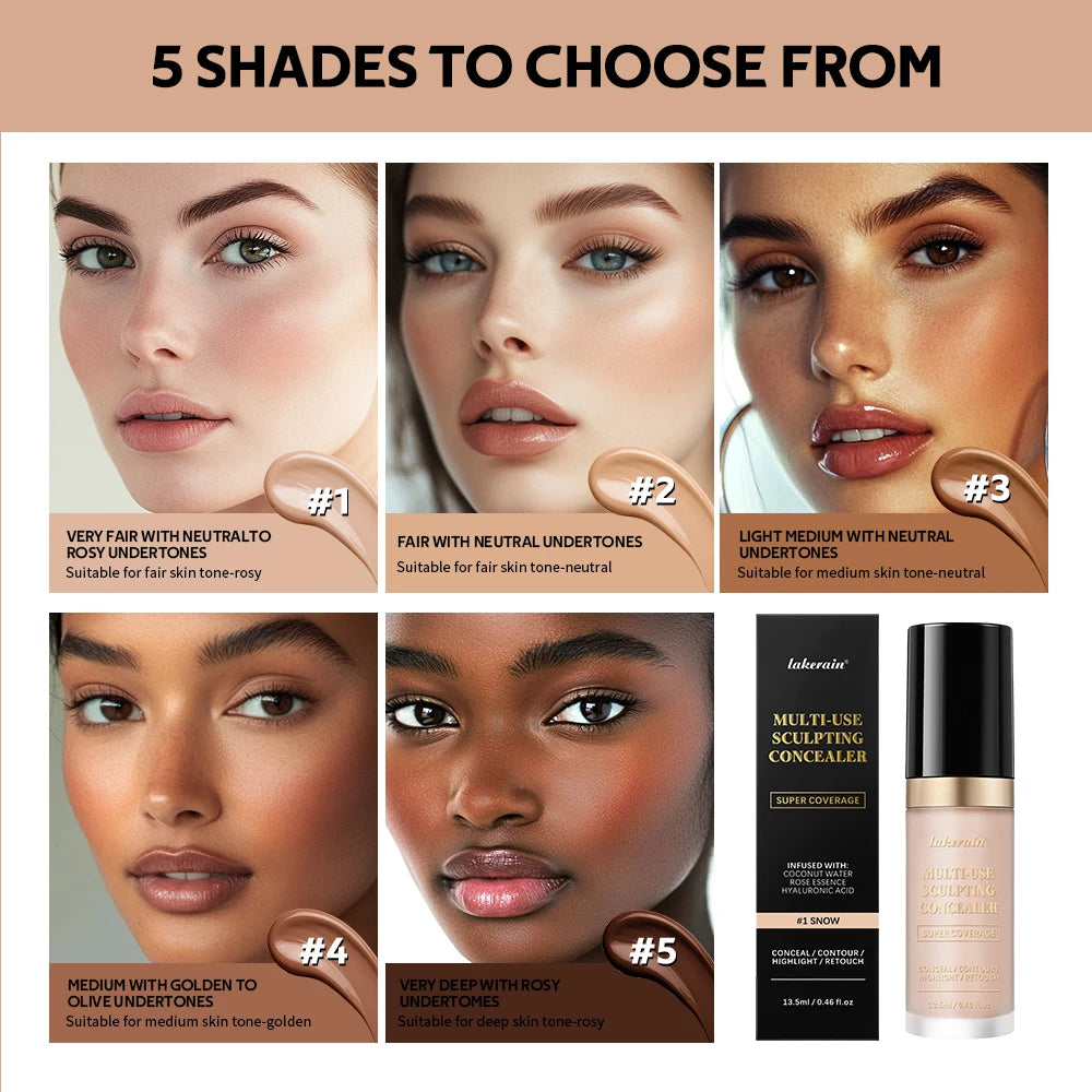 Full Coverage Concealer With Free Brush Matte Foundation Oil Control Long Lasting Face Makeup Multi-Use Highlight Retouch Cream HIP