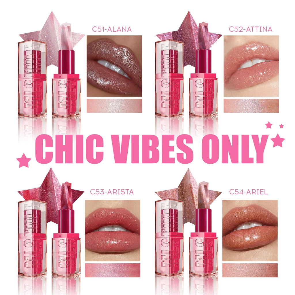 MLSMILE Glitter Marble Pearlescent Lipstick – Matte & Moisturizing Glitter Marble Lipstick HIP