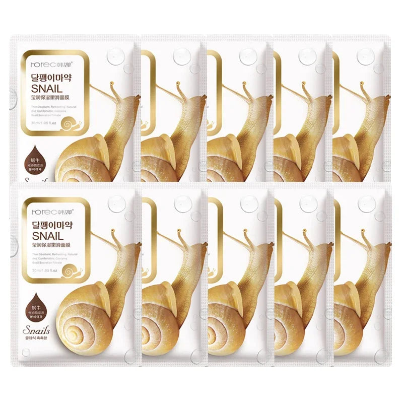 10-Pack Snail Essence Sheet Face Masks – Korean Skin Care Sheet Face Mask HIP