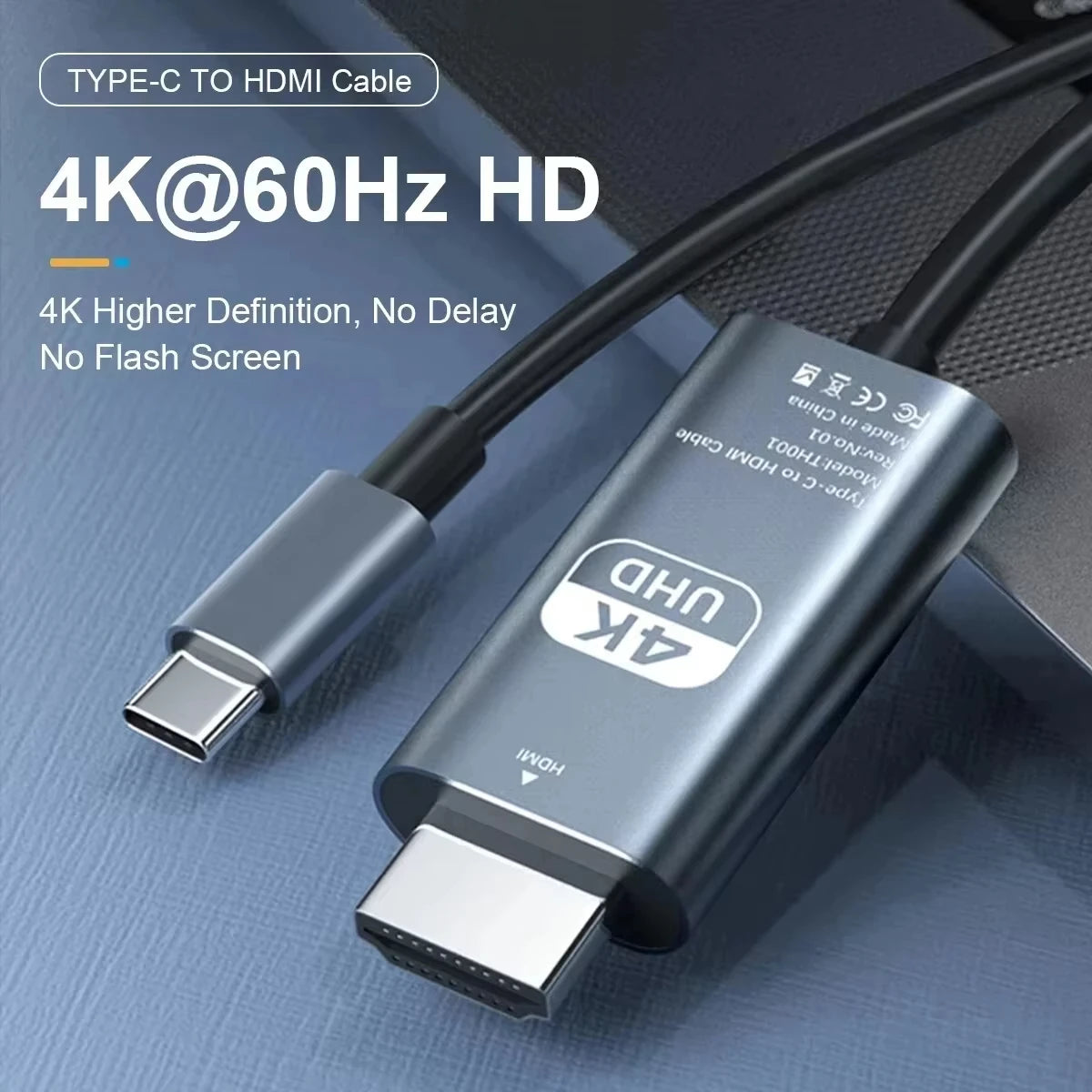 USB-C to HDMI 4K 60Hz Braided Cable 2M – Gray | HIP HDMI Video Cable HIP