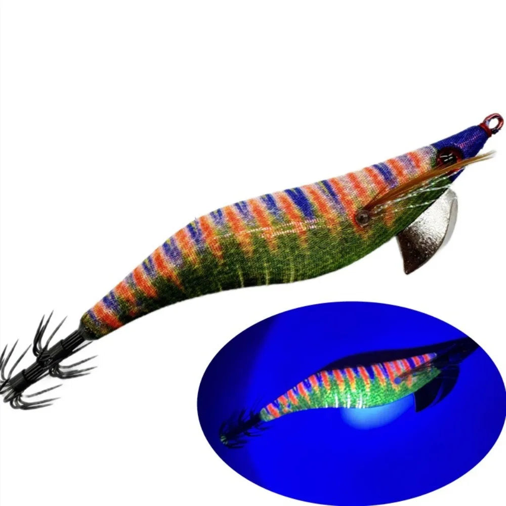 UV Glow Squid Jig Egi Lure 3.0#/3.5# Japan Style Jigging Squid Jig Lure HIP 3.5- Hook-E