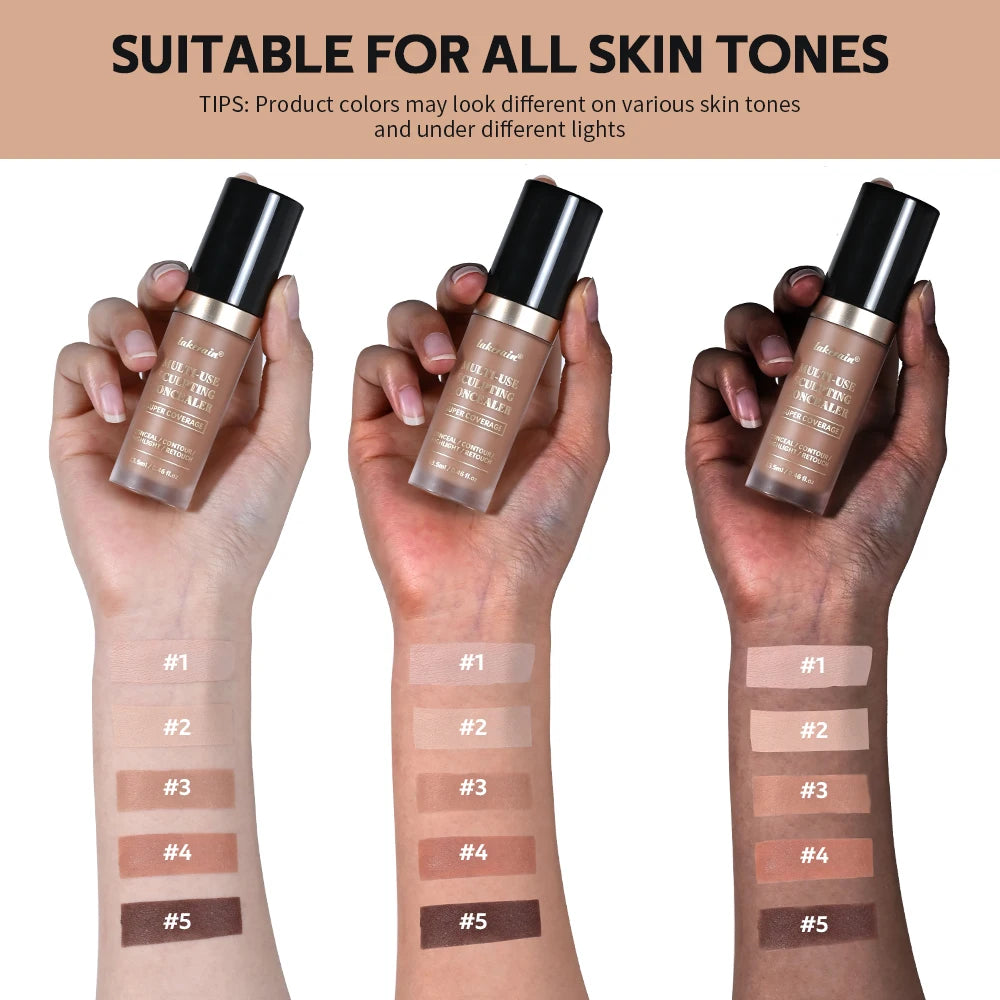 Multi-Use Foundation Long-lasting Matte Waterproof Oil Hight Full Coverage Highlight and Retouch Face Makeup for Women Lakerain HIP
