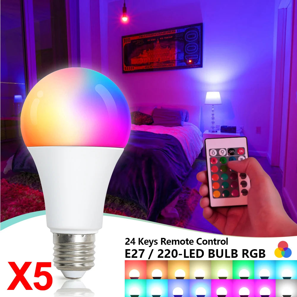 10-Pack E27 RGBW LED Bulbs 10W with IR Remote Control RGBW LED Bulb Set HIP
