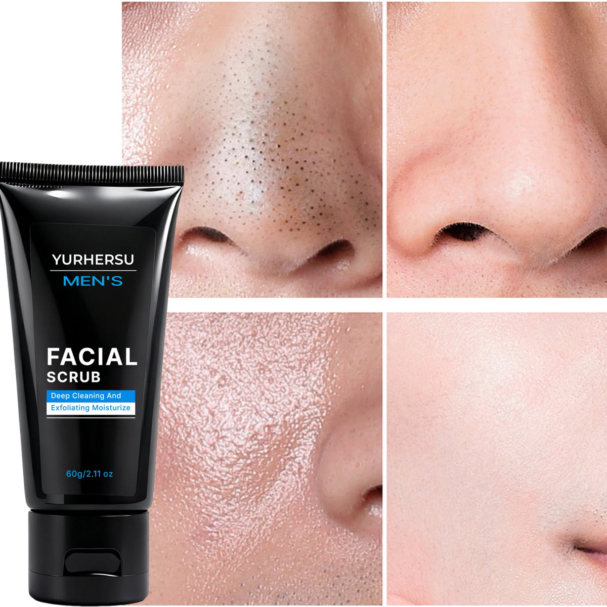 Men's Oil Control Exfoliating Face Scrub – Deep Pore Cleanse Men's Face Scrub HIP 2pcs