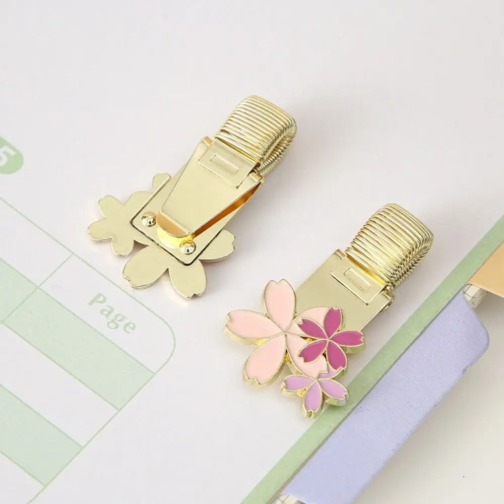 Retro Metal Flower Pen Holder & Notebook Clip – Gold Desk Organizer Clip HIP