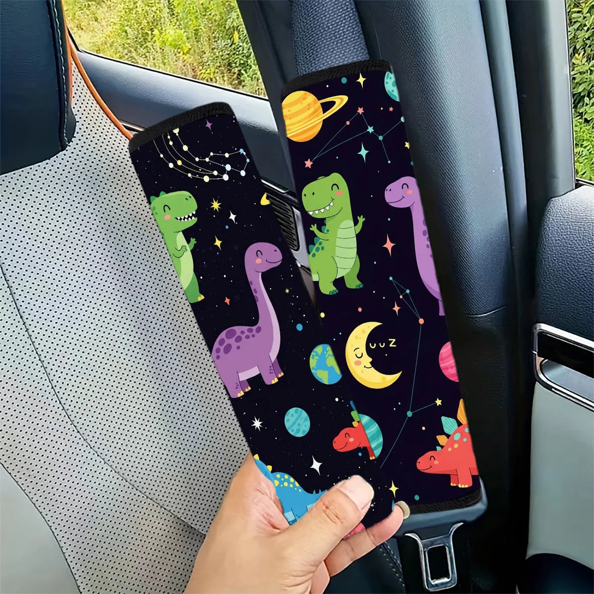 2-Pack Dinosaur Planet Car Seat Belt Shoulder Pads 9.8x11.3" Seat Belt Shoulder Pad HIP