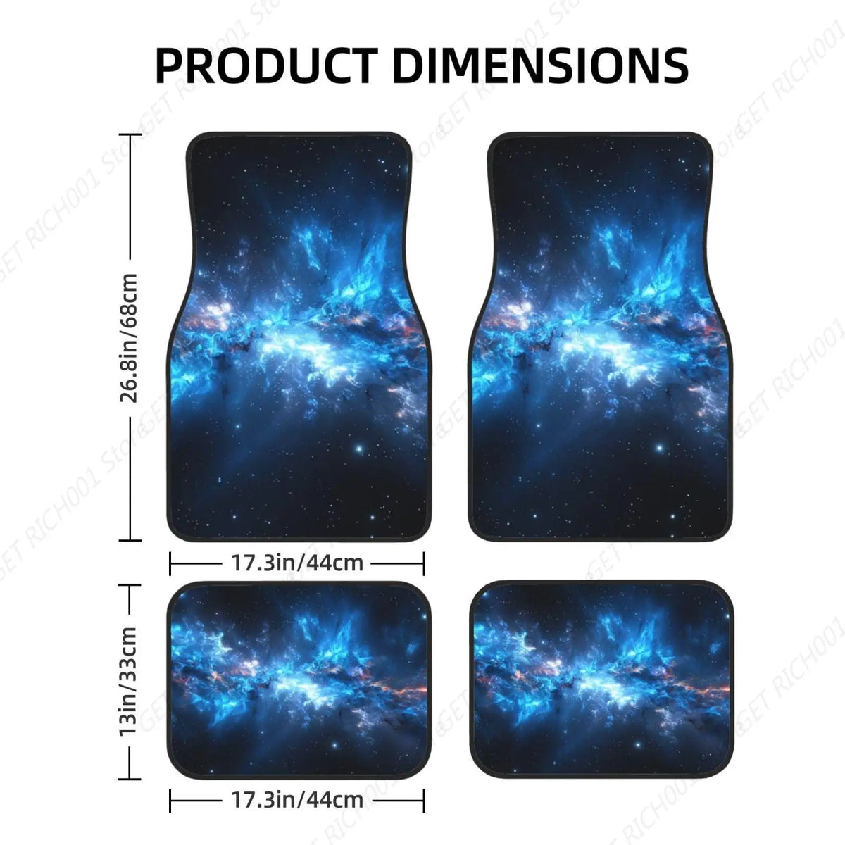 Blue Galaxy Car Floor Mats Set of 4 – Front & Rear Car Floor Mat Set HIP