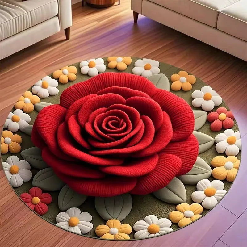 Chinese Floral Round Floor Carpet – Anti-Slip Living Room Rug Decorative Floor Rug HIP 4 40X40CM