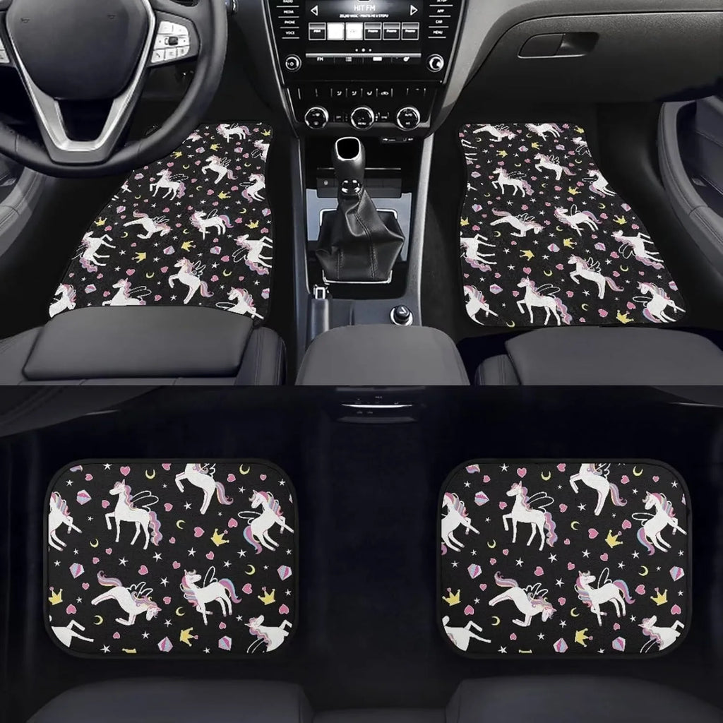 4-Piece White Horses Rubber Floor Mats – Truck, Van & SUV Automotive Floor Mats HIP