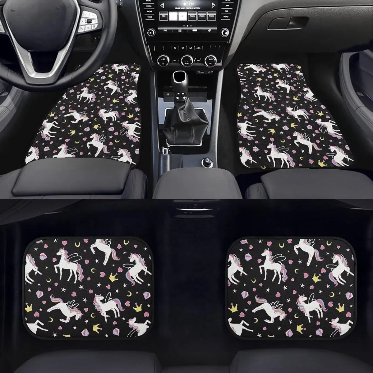 4-Piece White Horses Rubber Floor Mats – Truck, Van & SUV Automotive Floor Mats HIP