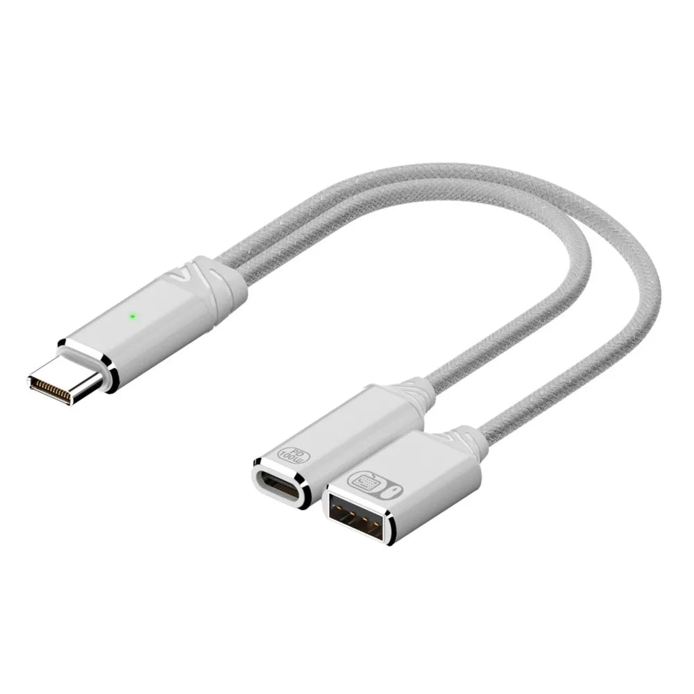 2-in-1 USB-C Splitter PD 100W Charging & Audio Adapter OTG USB-C Splitter Adapter HIP White