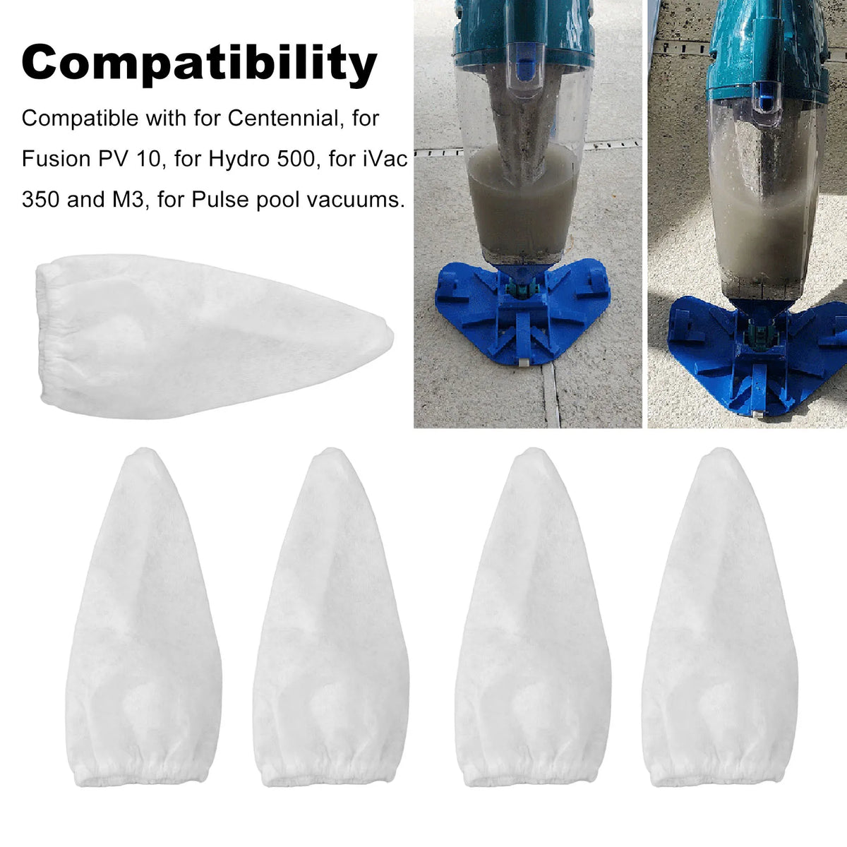 5pcs Vacuum Filter Bag Replacement Reusable Polyester Swimming Pool Cleaner Filter Swimming Pool Cleaner Filter Filter Bag HIP