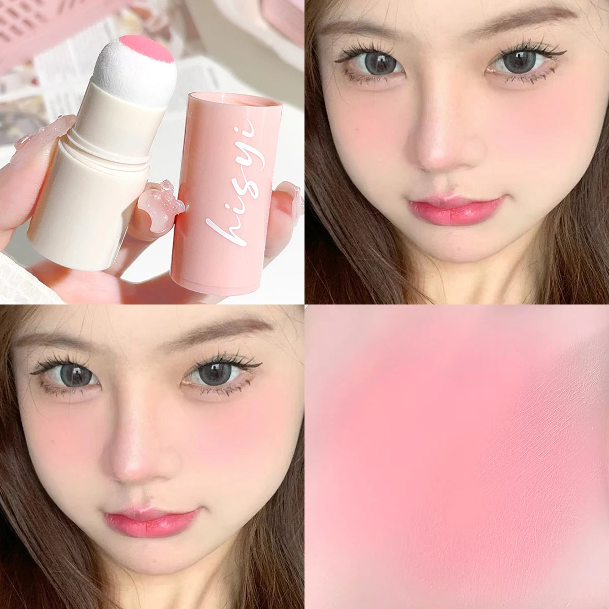 Cloud Soft Matte Blush Stick for a vibrant, brightening, natural bare makeup look, enhancing flawless skin tone HIP H1916-01
