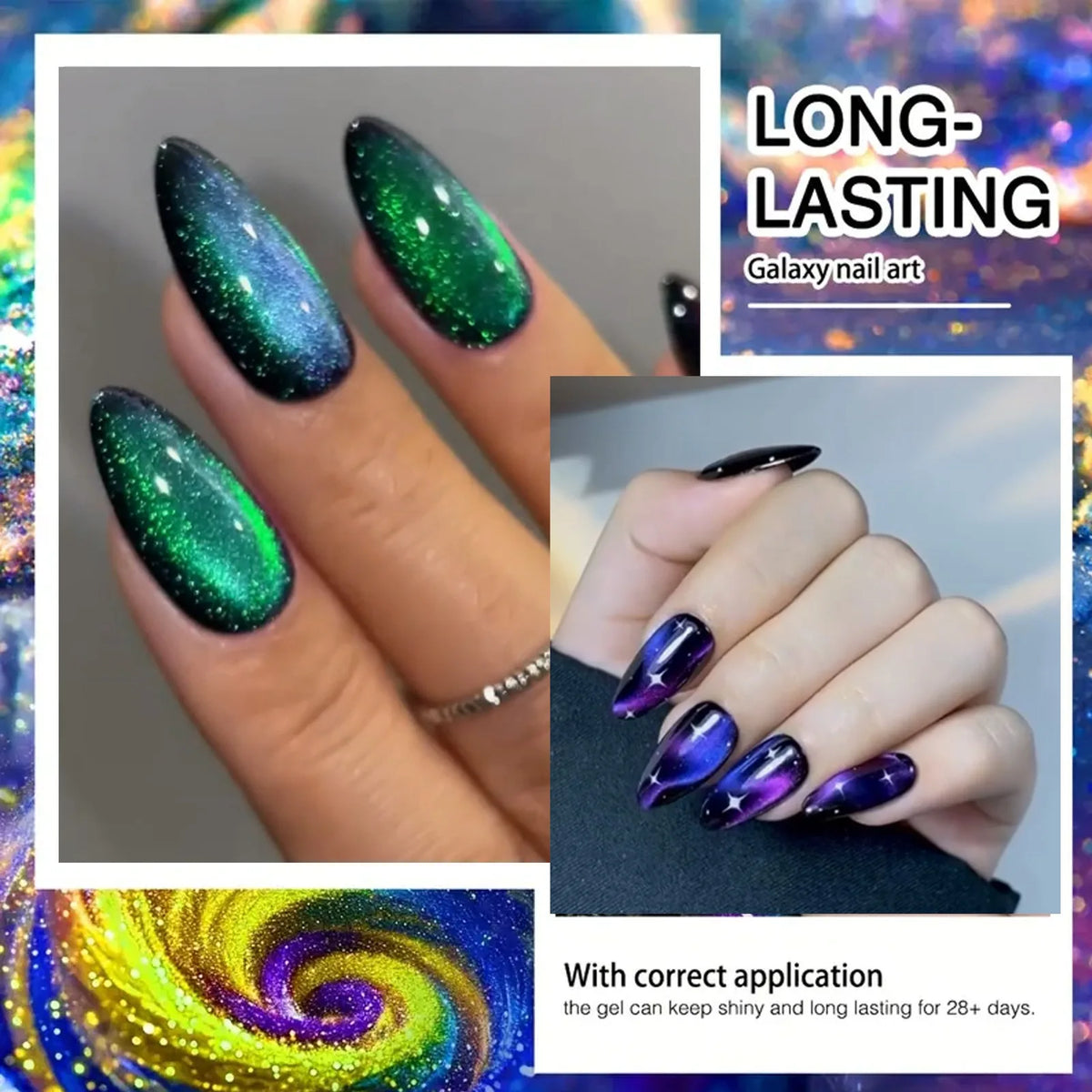 8ml 9D Chameleon Cat Magnetic Gel Nail Polish Double Color Semi Permanent UV Gel Varnish Color Changing Peacock Cat Eye Nail Gel HIP
