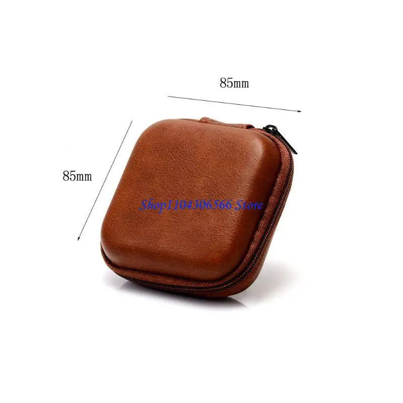 Portable PU Leather Zipper Earbud & Headset Carrying Case Headphone Carrying Case HIP