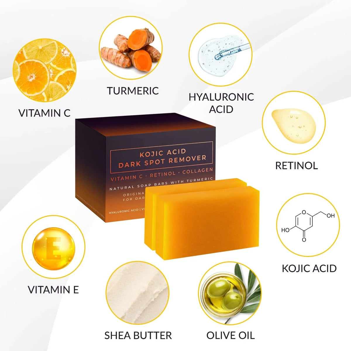 Kojic Acid Whitening Soap – Brighten & Even Skin Tone Brightening Soap Bar HIP