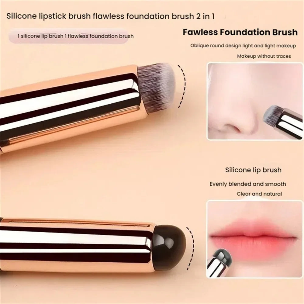Q Soft Silicone Lip Brush With Dust Proof Cover Round Head Lipstick Applicator Lip Cosmetic Tool Multi-use Eyeshadow Brush HIP