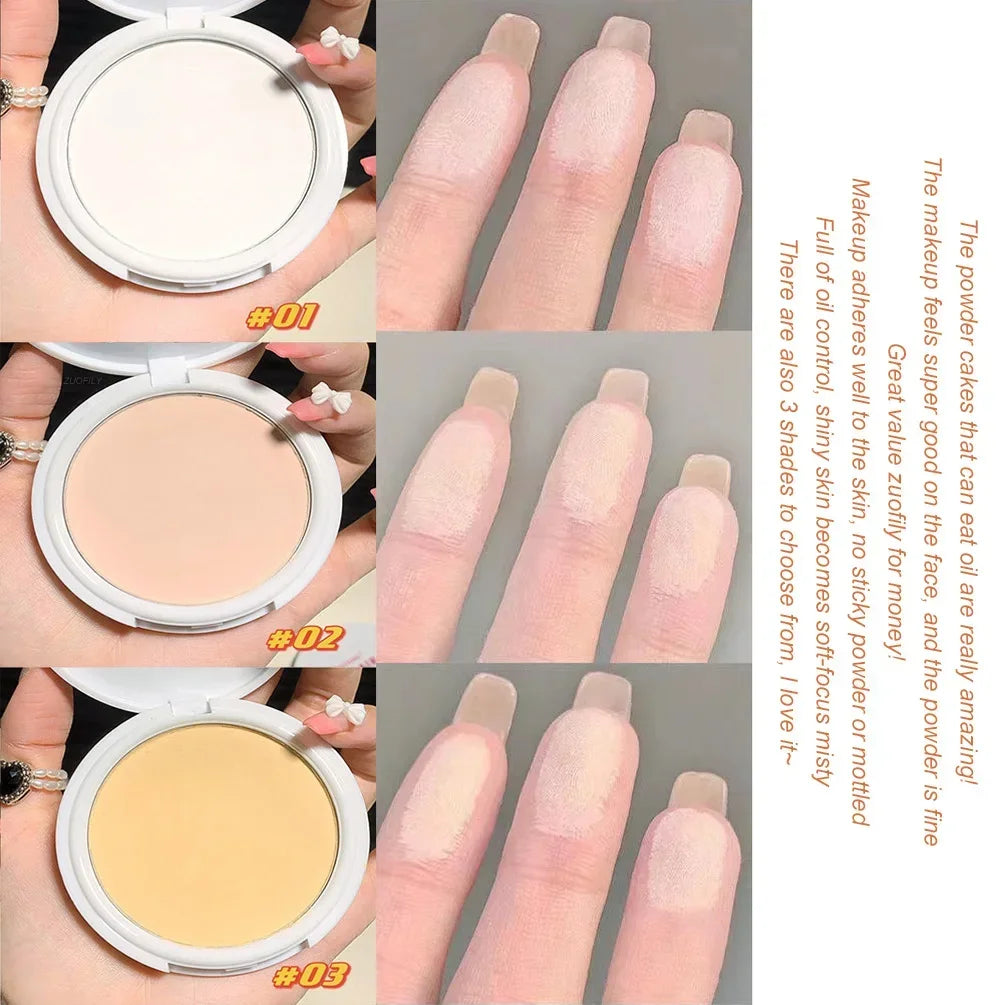 Pressed Powder Transparent White Brighten Oil Control Concealer Lasting Natural Face Makeup Setting Powder Waterproof Cosmetic HIP