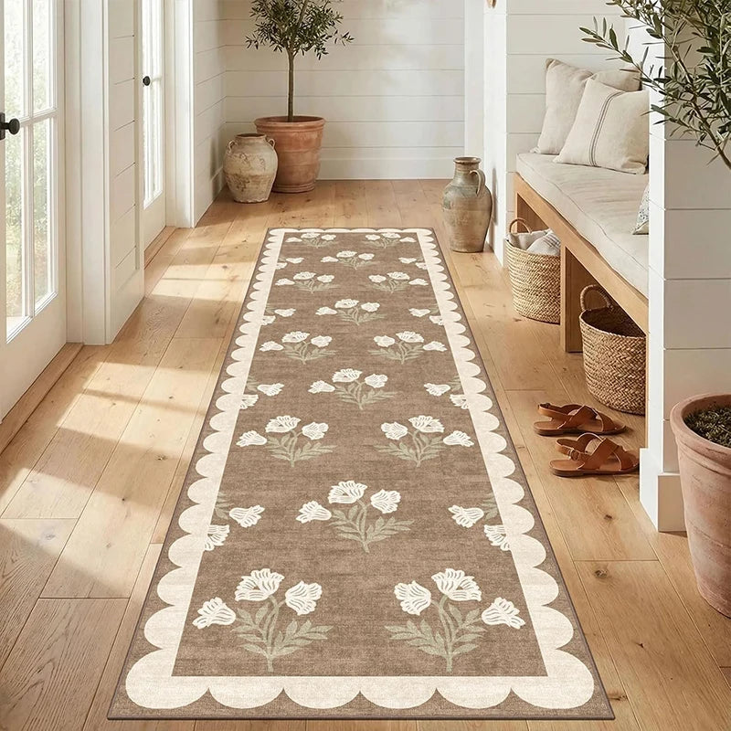 Retro Floral Hallway Runner Rug – Non-Slip & Machine Washable Hallway Runner Rug HIP GU6711-YZ 50x180cm