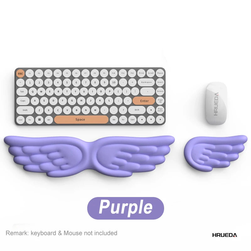 Angel Wing Memory Foam Wrist Rest – Keyboard & Mouse Pad Wrist Rest Pad HIP Long and short pur