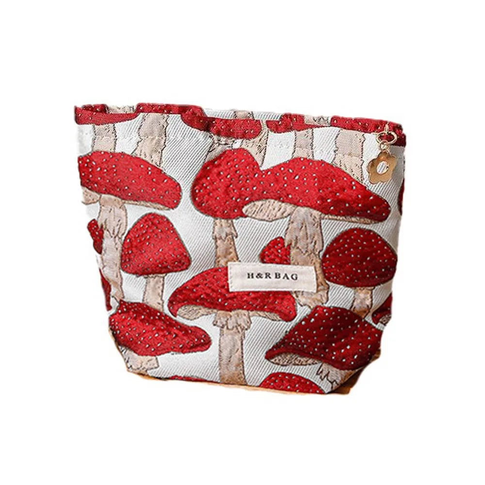 Canvas Makeup Bag Red Mushroom Print – M & L Sizes | HIP Cosmetic Makeup Bag HIP M