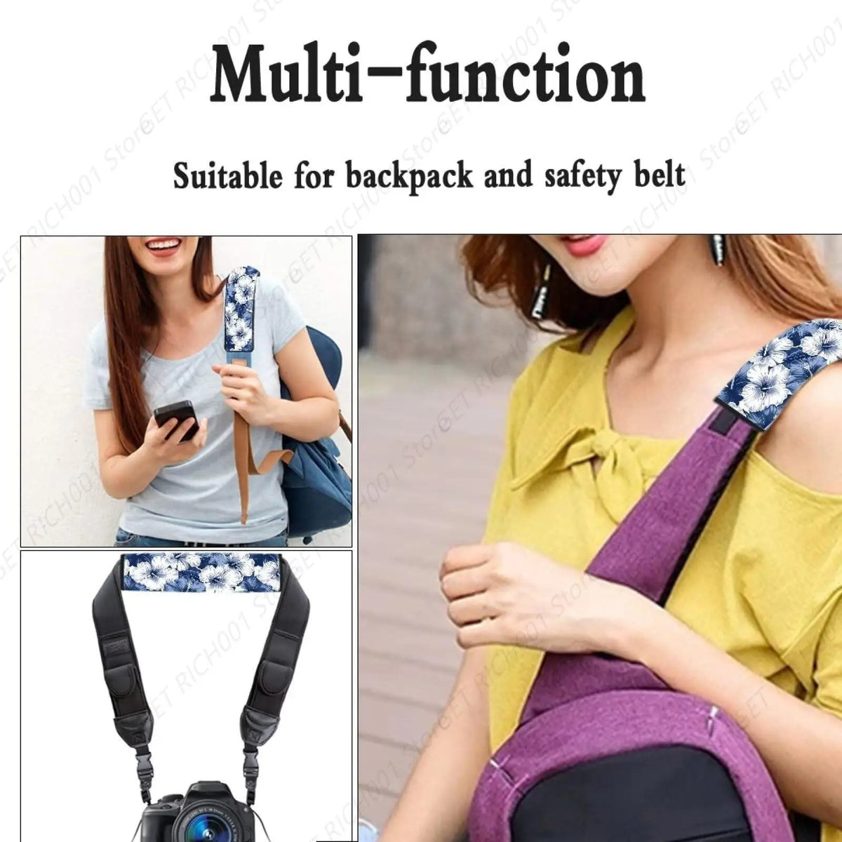 Blue Hibiscus Seat Belt Shoulder Pad Covers – Set of 2 Seat Belt Pad Cover HIP
