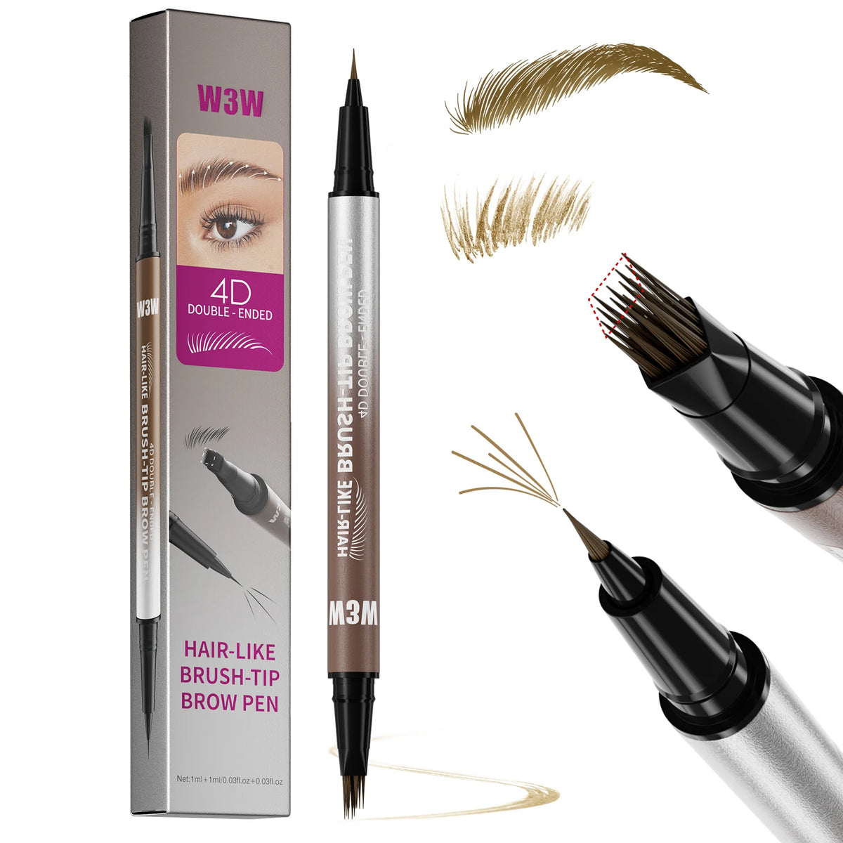 Dual-Ended Waterproof Eyebrow Pencil – 4D Microblading Liquid Pen Eyebrow Pencil HIP 01