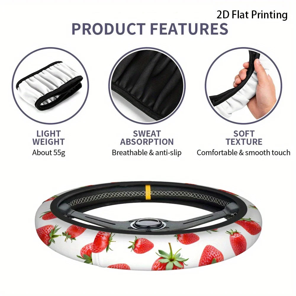 Strawberry Steering Wheel Cover – 15" Breathable Polyester Steering Wheel Cover HIP