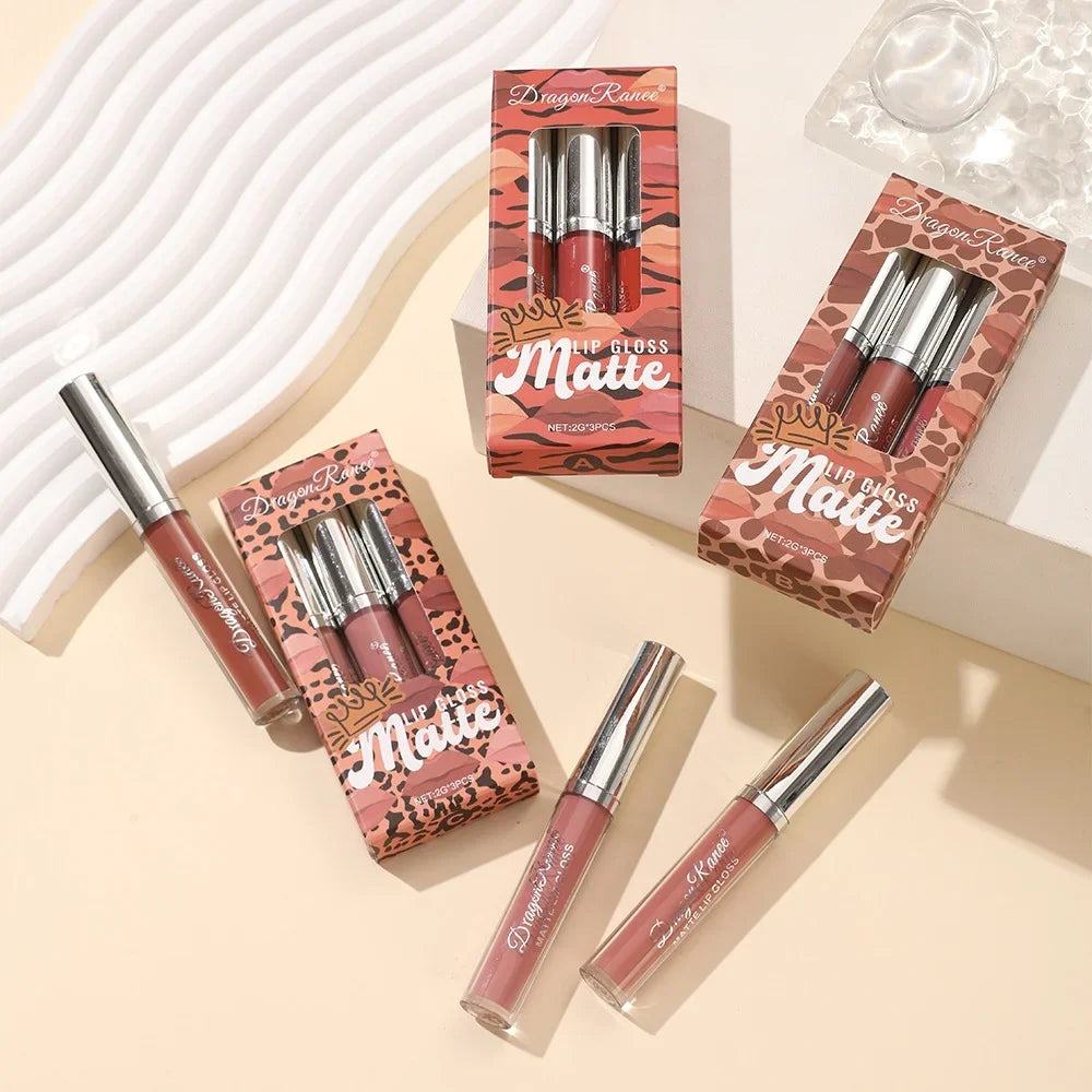 Dragon Ranee 3-Pack Matte Liquid Lipstick Set – Long-Lasting Matte Liquid Lipstick HIP