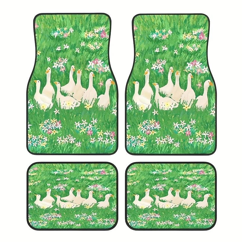 4-Piece Duck Pattern Rubber Car Floor Mats – Non-Slip Car Floor Mats HIP black