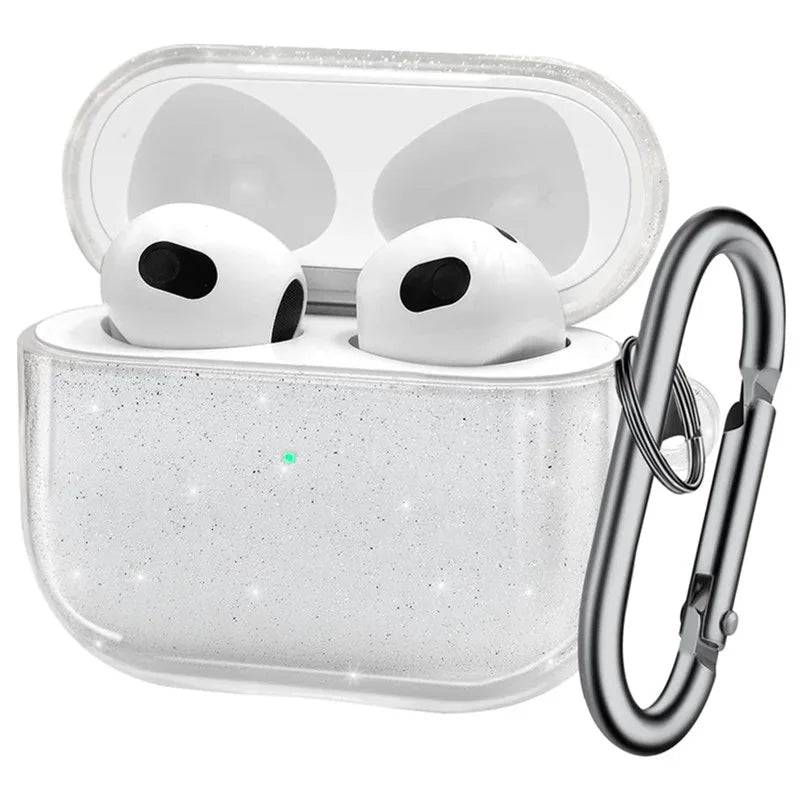 Glitter Silicone AirPods Pro Case with Keychain Ring | TPU AirPods Case HIP Clear for Airpods Pro 2