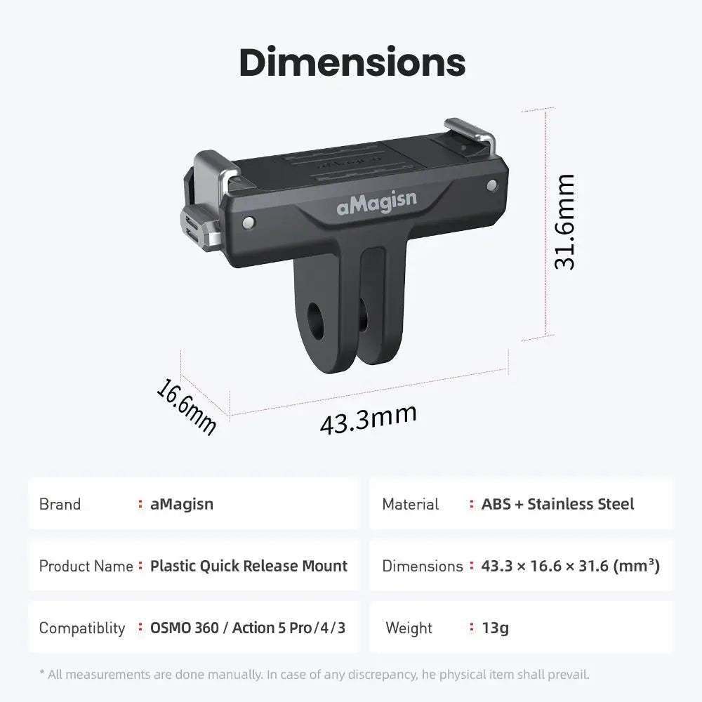 Magnetic Quick-Release Mount Adapter for DJI Osmo Action 3 4 5 Pro Camera Mount Adapter HIP