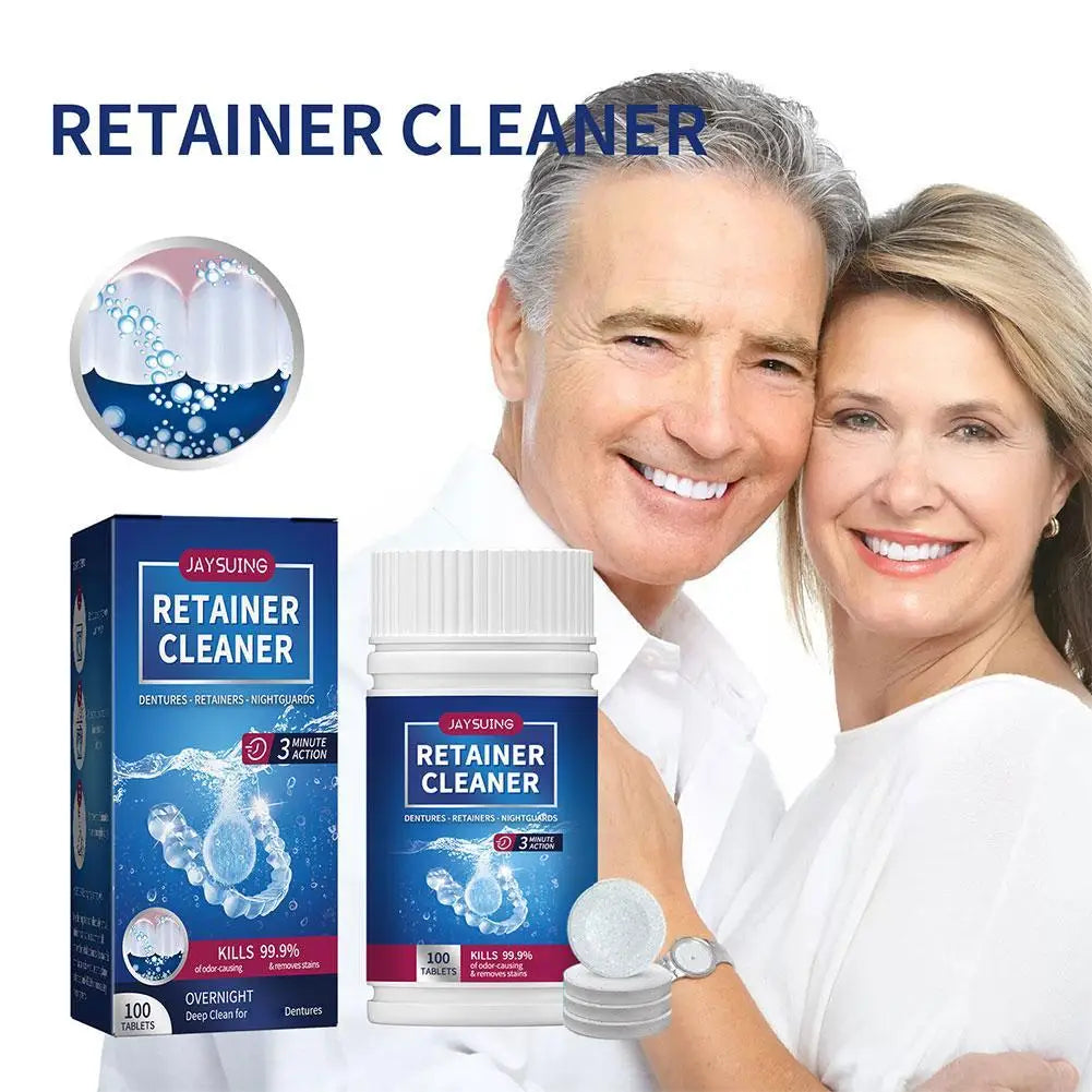 Jaysuing False Tooth Cleaning Tablets Denture Cleaning Tablets Removes Odor Orals Cleaning Retainer Cleaner Fresh Breath HIP