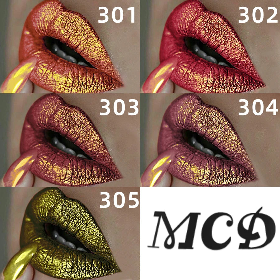 MCD 5-Color Pearlescent Glitter Lipstick – Long-Lasting Lip Tint Glitter Lip Tint HIP