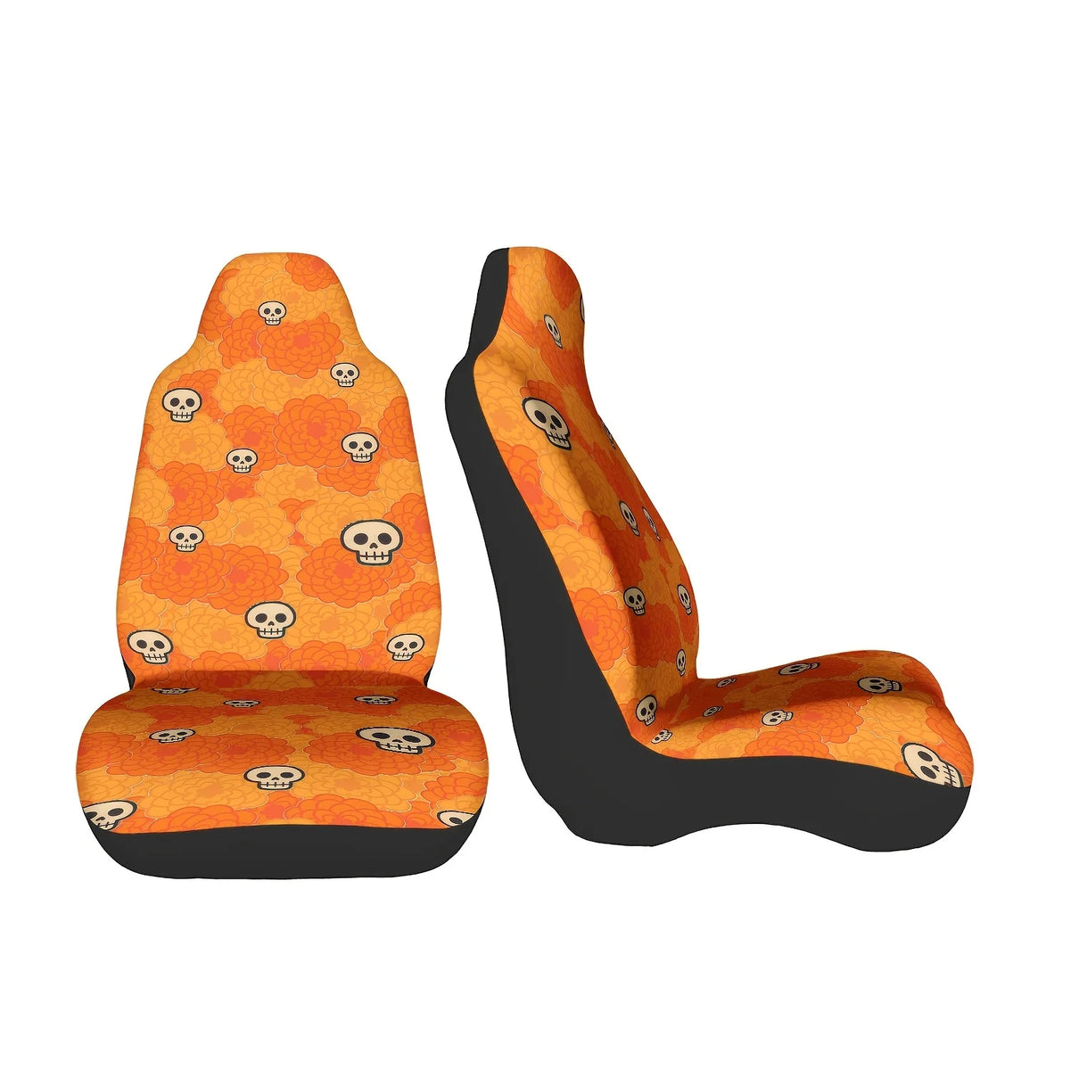 Orange Floral Skull Car Seat Cover – Easy Install & Clean Car Seat Cover HIP dark blue
